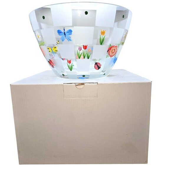 Lenox Natures Splendor Hand-Painted Salad Bowl With Floral & Butterfly Design - Picture 2 of 15